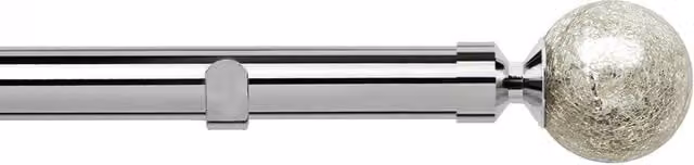 Terrys Empire Eyelet Curtain Pole, 28mm, Silver Metal