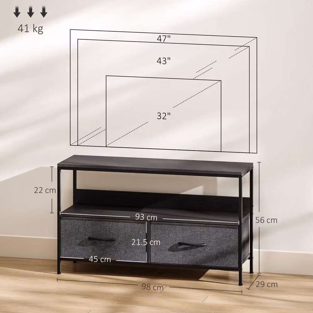 Wyld Haus Avatera TV Storage Unit in Black and Grey, W: 98 cm, D: 29 cm, H: 56 cm – 3