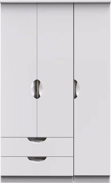 2 U Holborn Ready Assembled Triple Wardrobe with 2 Drawers in White