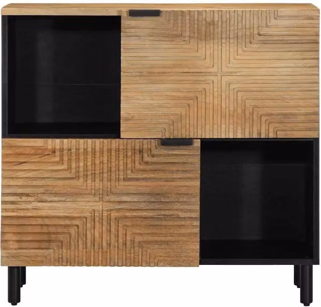 Berkfield Home Brown Mango Wood Sideboard with Metal Details, W/D/H: 80 x 33 x 75 cm