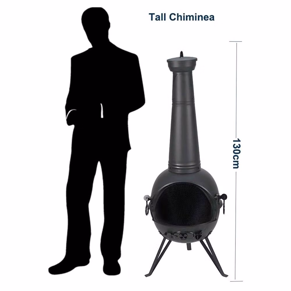 Gr8 Garden Large Black Metal Chiminea, Height: 130 cm – 3