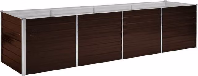 Berkfield Home Garden Brown Galvanised Steel Raised Bed W/D/H: 320 x 80 x 77 cm – 1