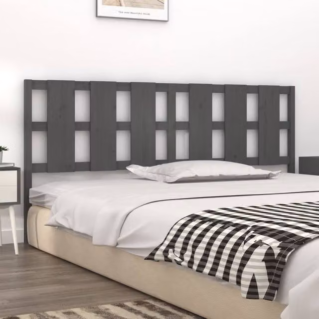 Berkfield Home Beautiful Bed Headboard in Grey Solid Pine Wood, W: 205.5 cm, D: 4 cm, H: 100 cm – 1