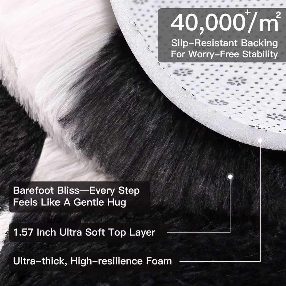 SPETLEK Black and White Checkerboard Fluffy Shaggy Rug for your Living Room, W/D/H: 230 x 160 x 1 cm – 4