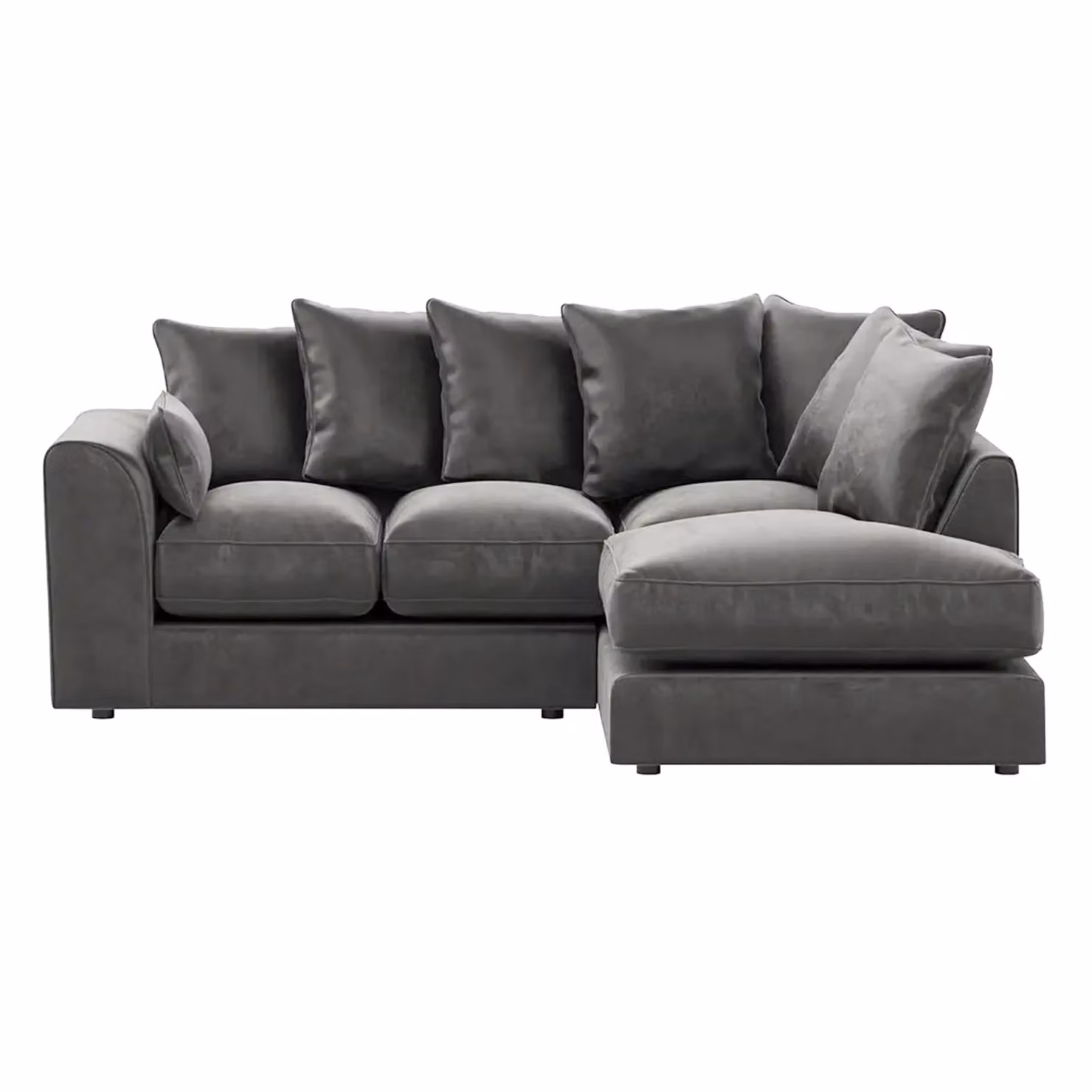 Furnishings For Less UK Brooklyn 3 to 4 Seater L Shaped Corner Sofa in Grey Plush Velvet, Right Hand Facing – 2