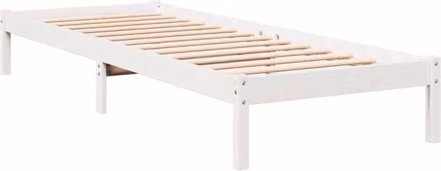 Berkfield Home Decorative Extra Long Solid Pine Bed Frame in White, W/D/H: 90 x 220 x 31 cm