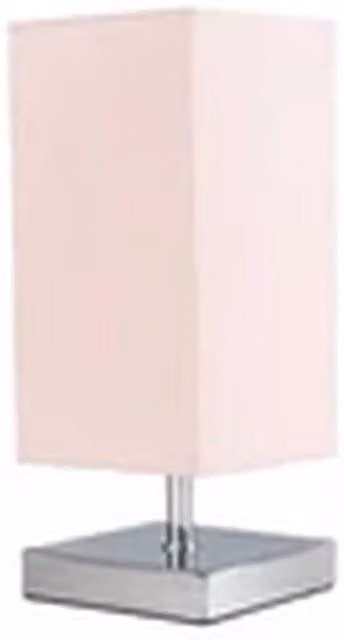 EONLION Pink Square Touch Bedside Table Lamp with Chrome Base and Fabric Shade