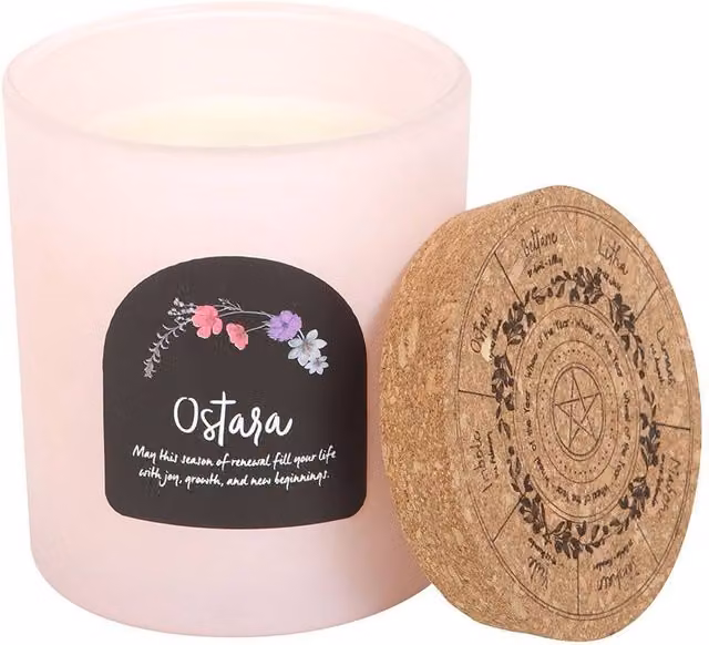 Something Different Wheel Of The Year Ostara Linen Fresh Pillar Candle and Holder Set in White – 1