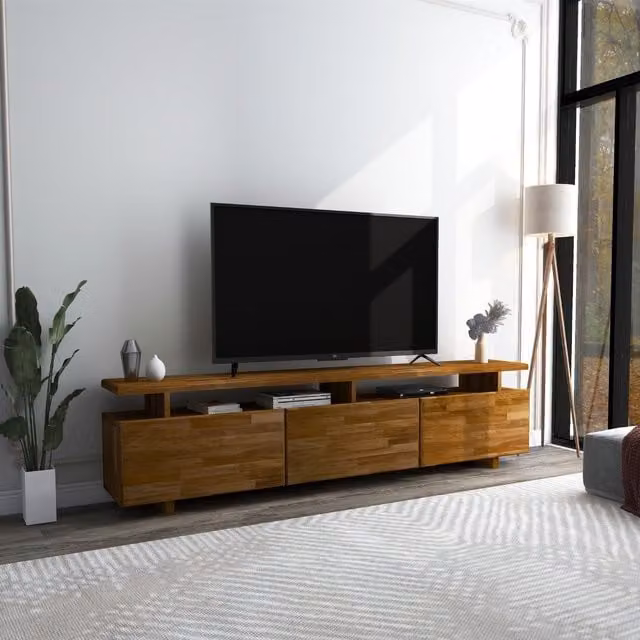 Destina Home Magnus Solid Wood TV Stand and Media Console in Brown, W: 174 cm, D: 52 cm, H: 30 cm