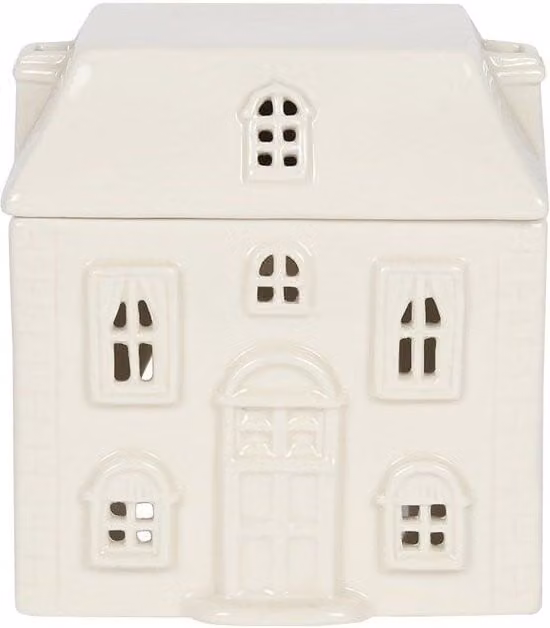 KDMD White Ceramic House Tealight Oil Burner
