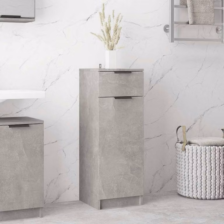 Berkfield Home Classic Freestanding Bathroom Cabinet in Concrete Grey, W/D/H: 32 x 34 x 90 cm