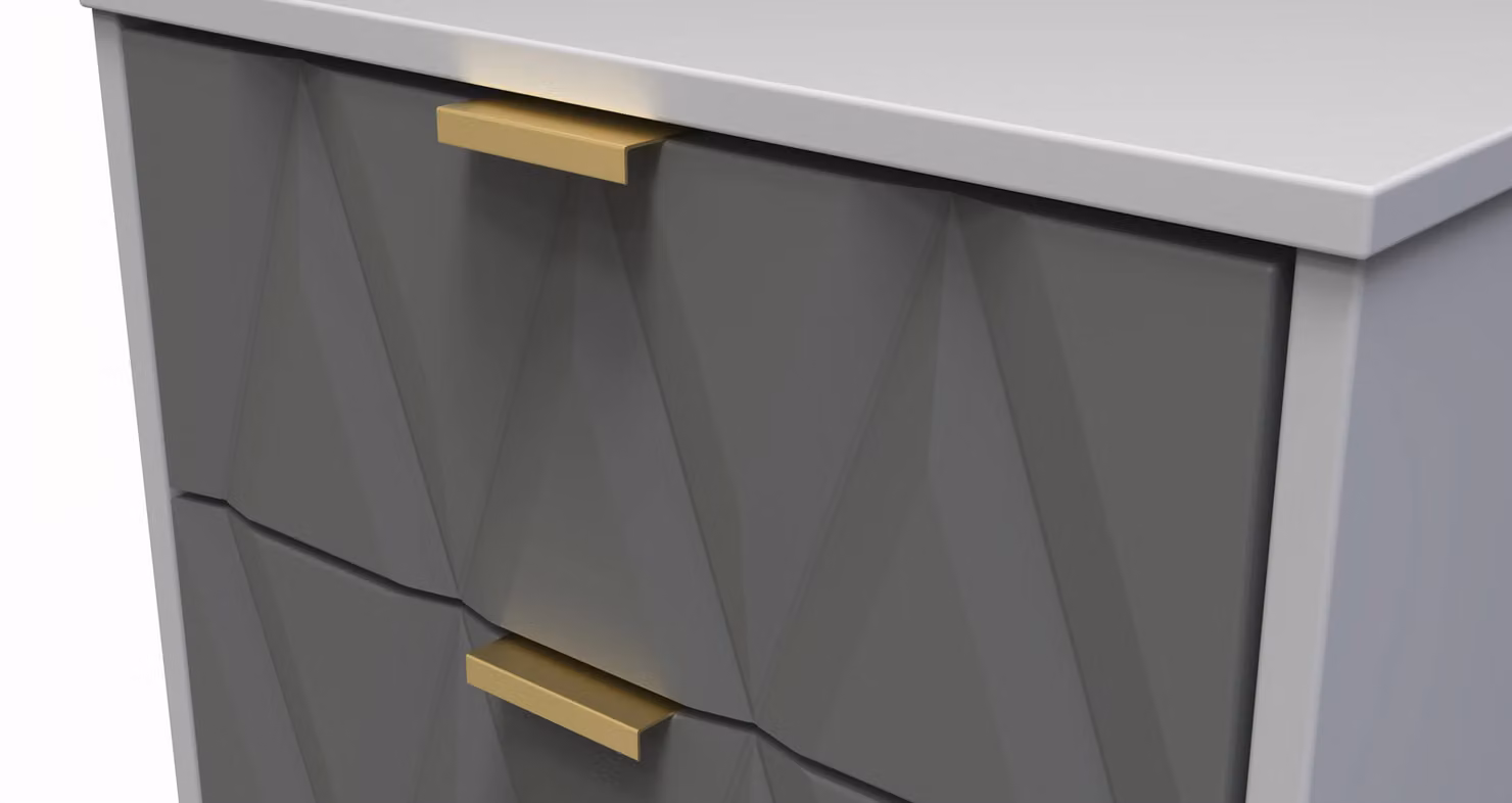 Ready Assembled 2 U Dallas 5 Drawer Tall Bedside Cabinet in Mid Grey and Gold – 3
