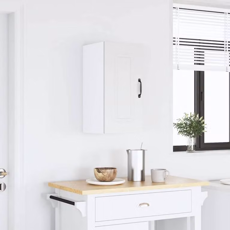 Berkfield Home Kalmar White Wall Mounted Kitchen Cabinet with Hinged Doors and Internal Shelves, W/D/H: 60 x 30 x 31 cm