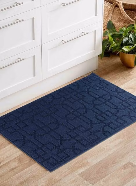 Desire Rugs Ivy Non-Slip Machine Washable Graphic Doormat, Blue, W: 80 cm, D: 50 cm
