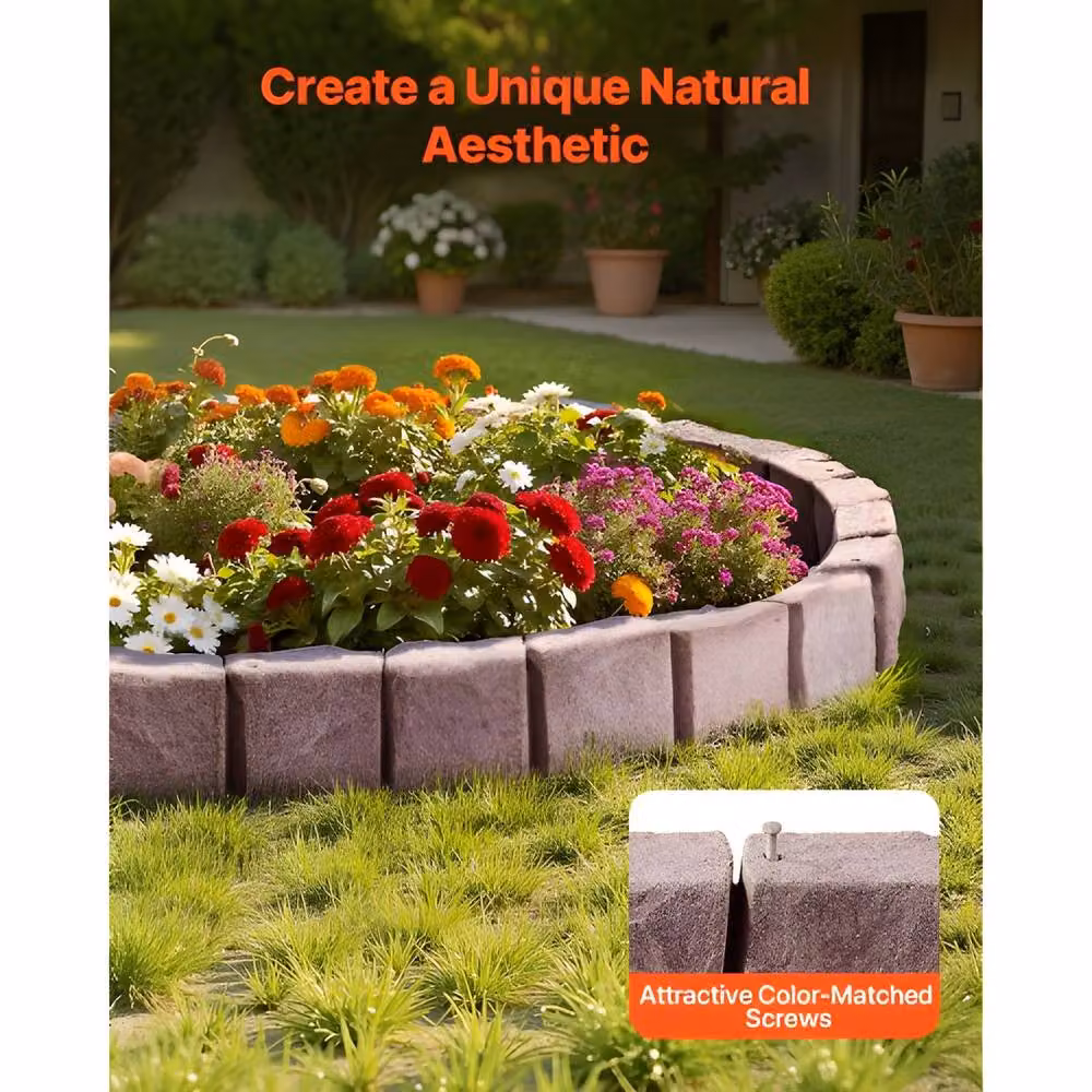 Ferand Realistic Faux Stone Landscape Edging, Brown – 4