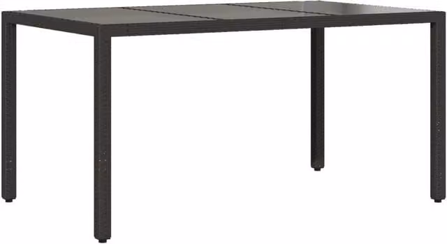 Berkfield Home Rectangular Extendable Garden Table with Glass Top in Black, W/D/H: 150 x 90 x 75 cm