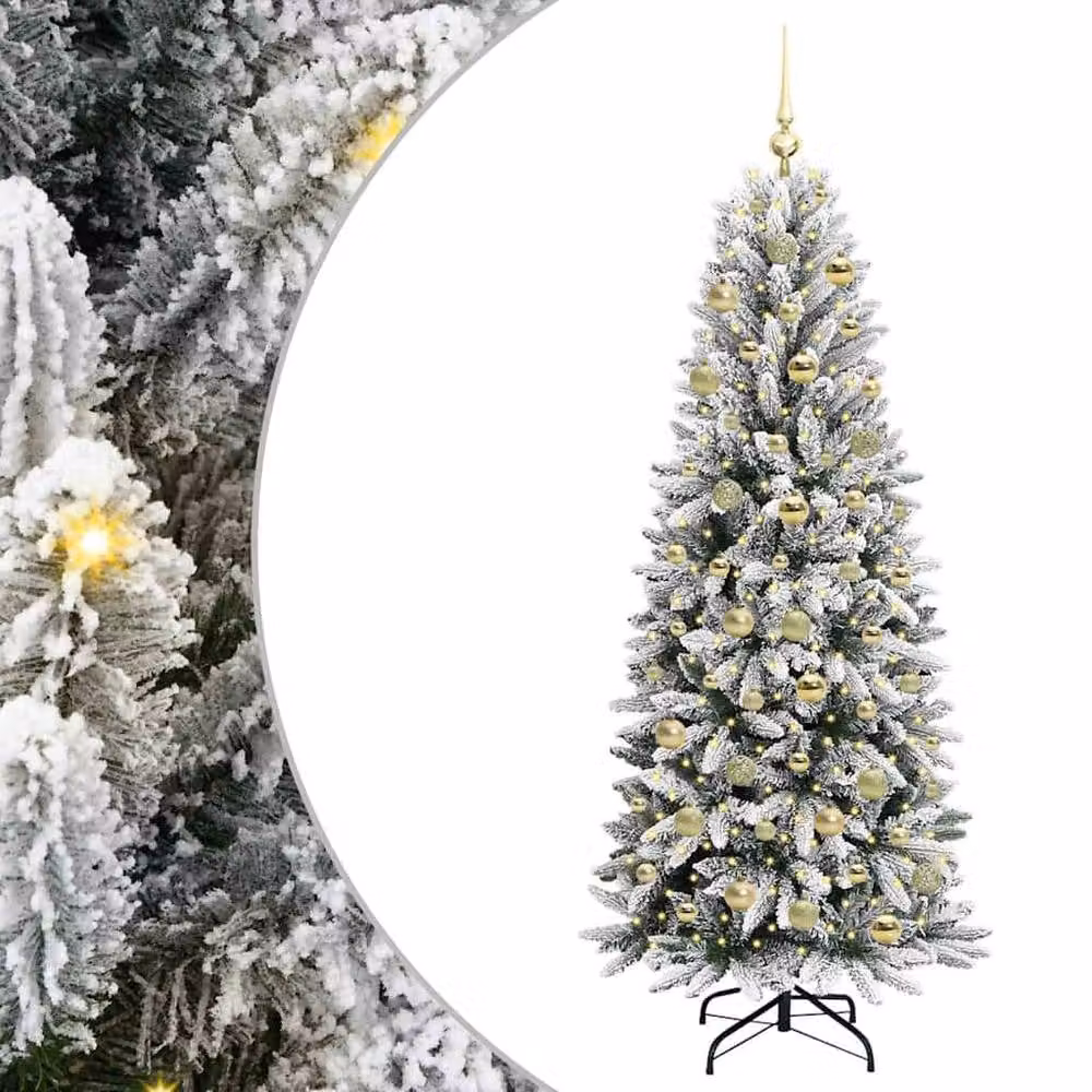 Berkfield Home Green Artificial Christmas Tree with 300 White LEDs, W/D/H: 73 x 73 x 180 cm – 2