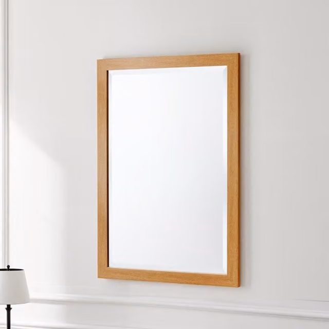 Yearn Modern Rectangular Bevelled Wall Mirror, Brown, W: 85 cm, H: 60 cm