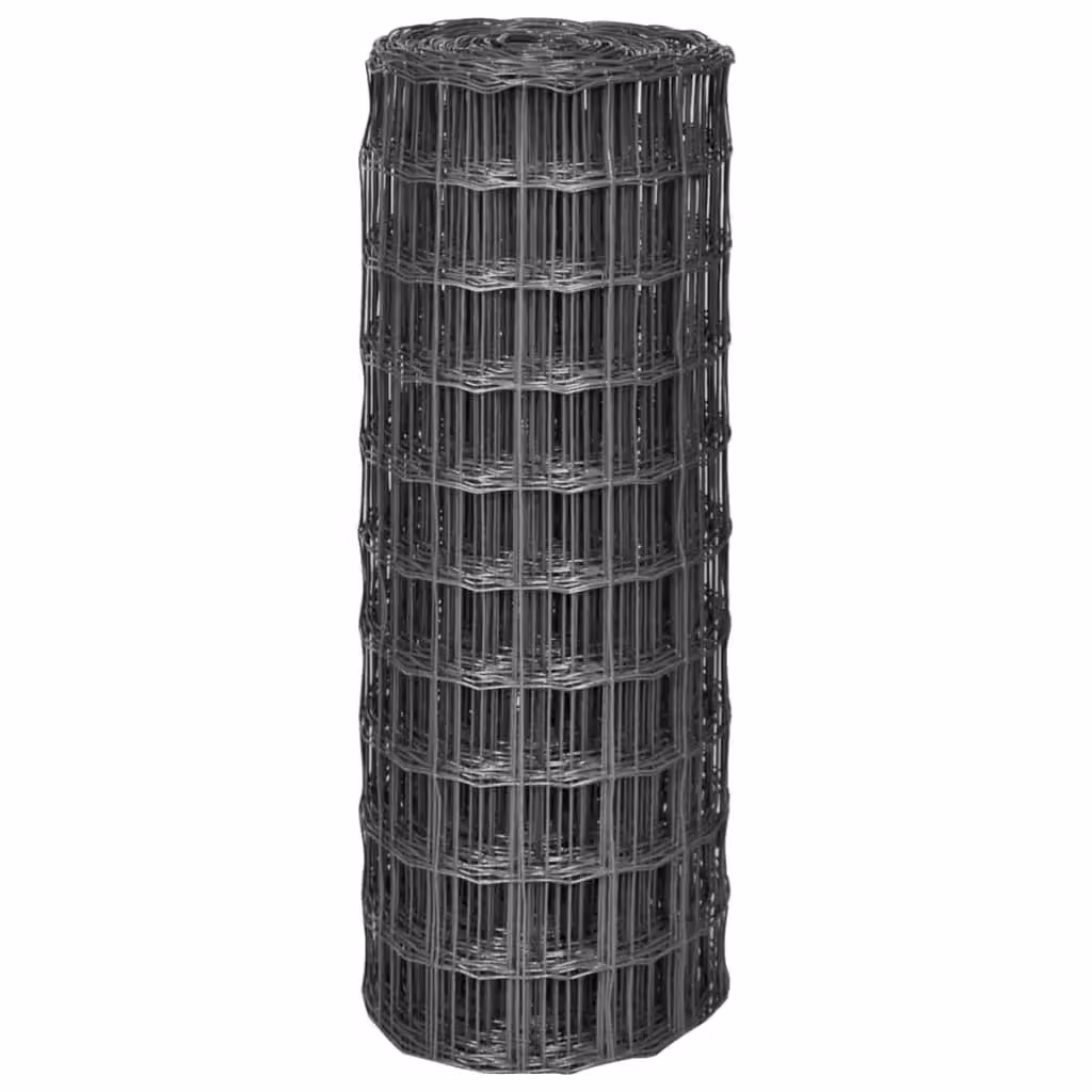 Berkfield Home Euro Fence PVC Coated Steel Fencing, Grey, W: 10 m, H: 1 m – 2