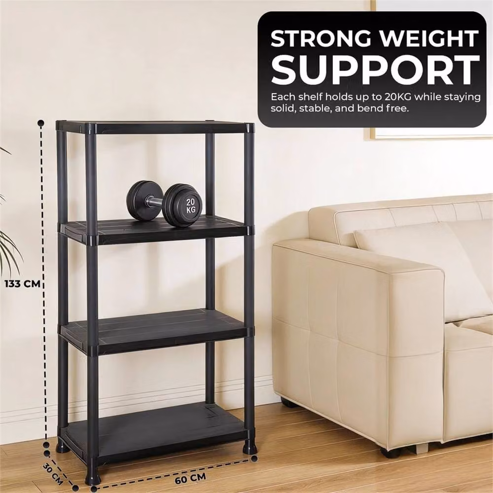 Nordara 4-Tier Plastic Freestanding Storage Shelf Unit in Black – 2