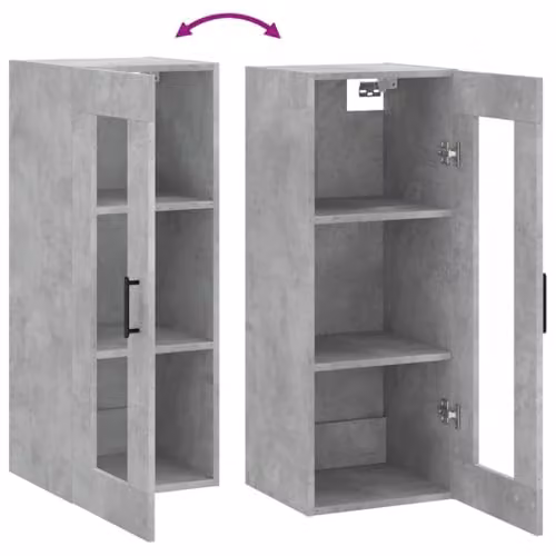 vidaXL Wall Mounted Cabinet with Glass Doors, Grey, W/D/H: 34.5 x 34.0 x 90.0 cm – 3