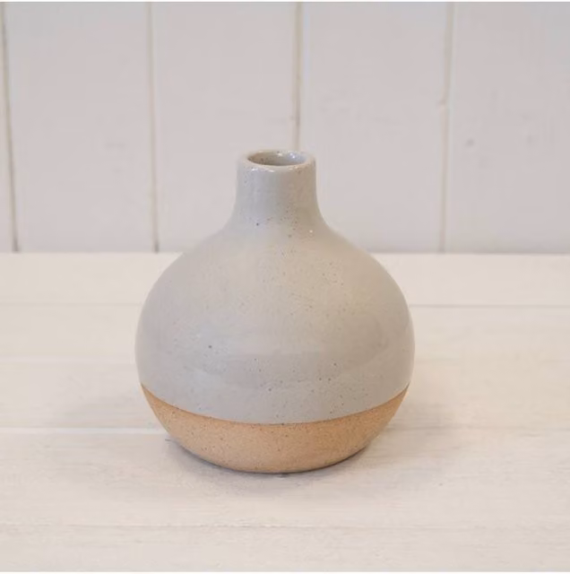 KDMD Beige Ceramic Glazed Round Vase