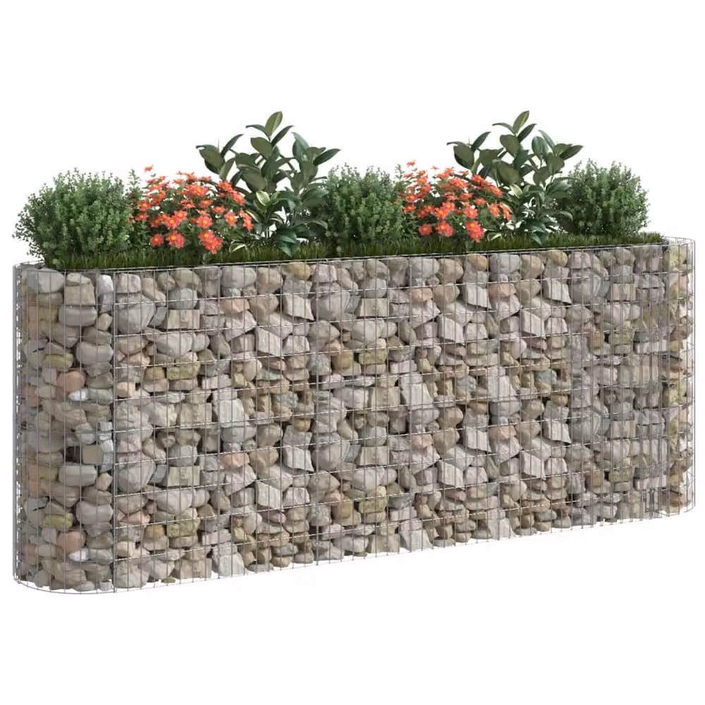 Berkfield Home Silver Galvanised Steel Gabion Raised Bed, W: 260 cm, D: 50 cm, H: 100 cm – 3