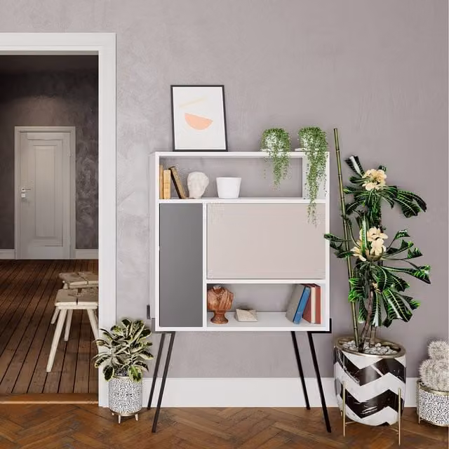 Decortie Modern White Writing Desk for Home Office