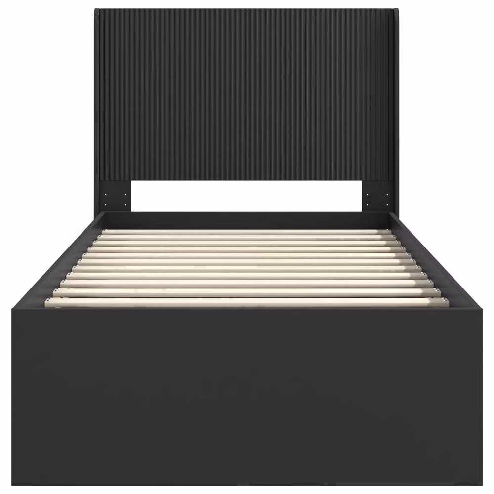 Berkfield Home Modern Bed Frame with Headboard and Side Compartment Storage, Black, W/D/H: 90 x 200 cm – 4