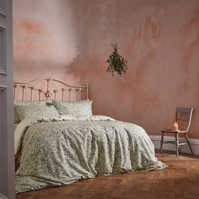 Make it a Home Malory Botanical Luxury Cotton Percale Duvet Cover Set, Green Floral, W: 180 cm x H: 200 cm