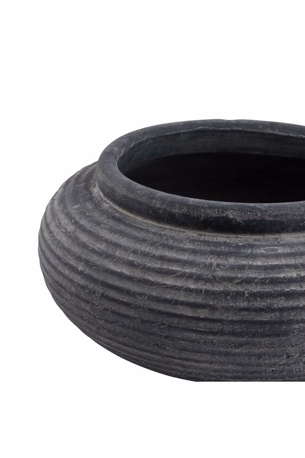 KDMD Amalfi Grey Round Ribbed Metal Planter for Indoor and Outdoor Decor – 2