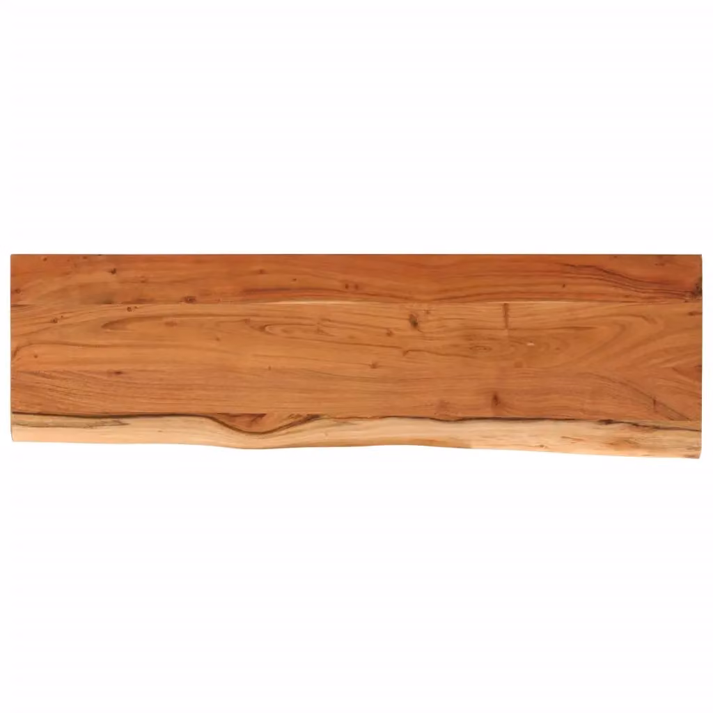 Berkfield Home Wall Mounted Rectangular Acacia Solid Wood Live Edge Shelf, Brown, W: 90 cm, D: 30 cm, H: 2.5 cm – 2
