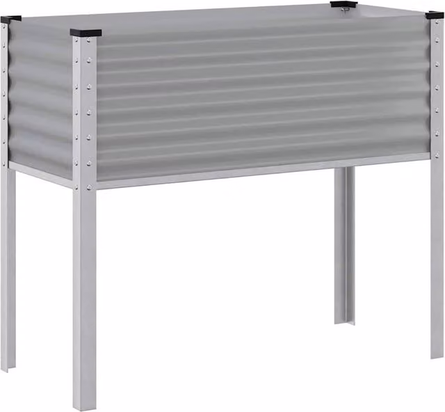 Berkfield Home Grey Steel Garden Planter Tub W: 100 cm, D: 41 cm, H: 90 cm