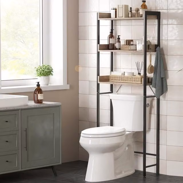 VASAGLE 3 Tier Over Toilet Storage Rack for Bathroom or Laundry in Medium Beige