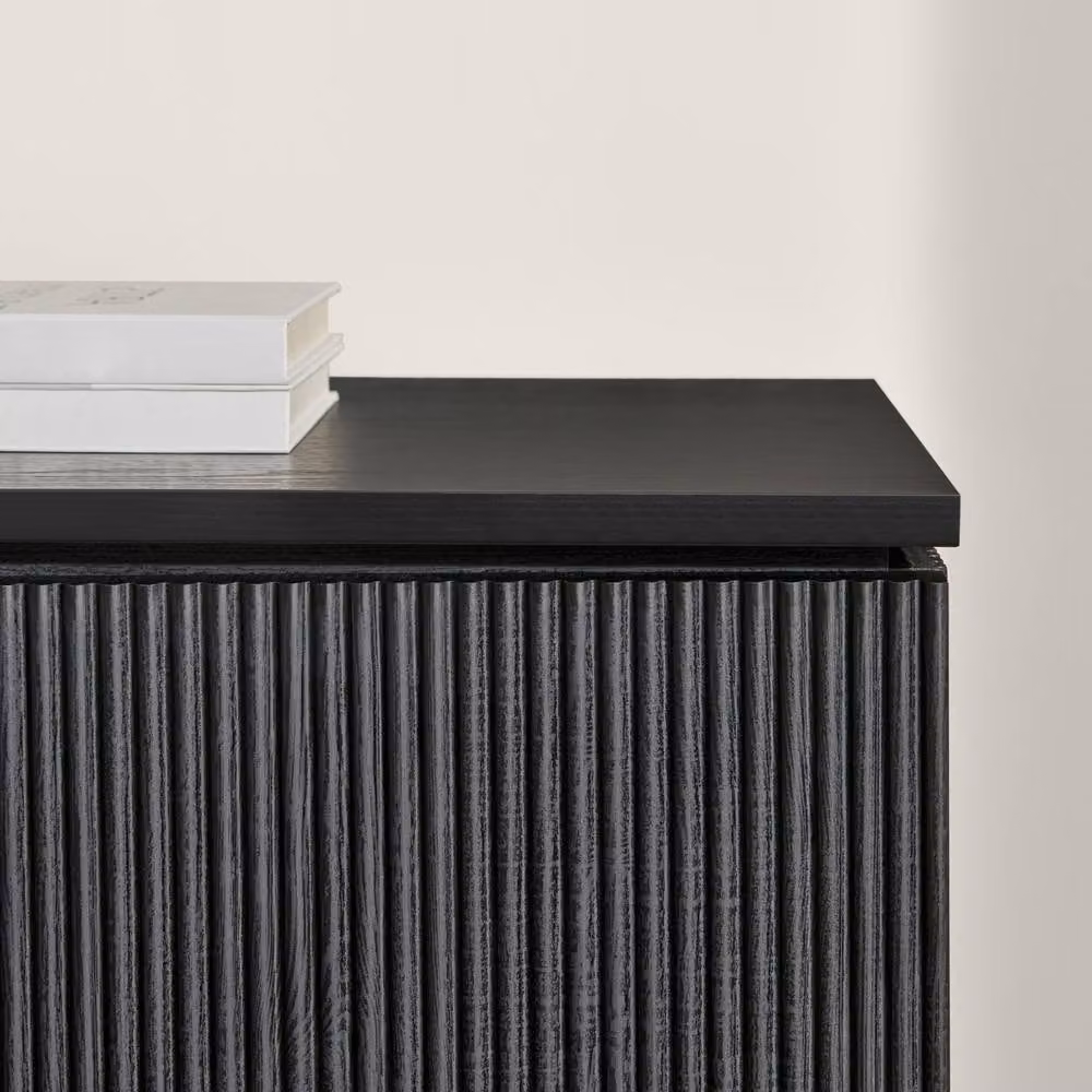 FurnitureboxUK Penrose Black Matt Wood 3 Door Large Sideboard – 3