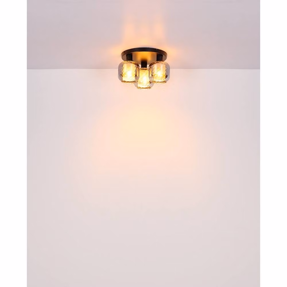 Netlighting Xia Shade Cluster Ceiling Light in Matt Black with Smoke Glass Shades, 3x E27 – 4