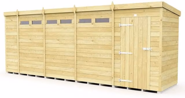 Buttercup Farm Brown Pent Security Wood Shed with Single Door, L118 x W533 x H201 cm – 1