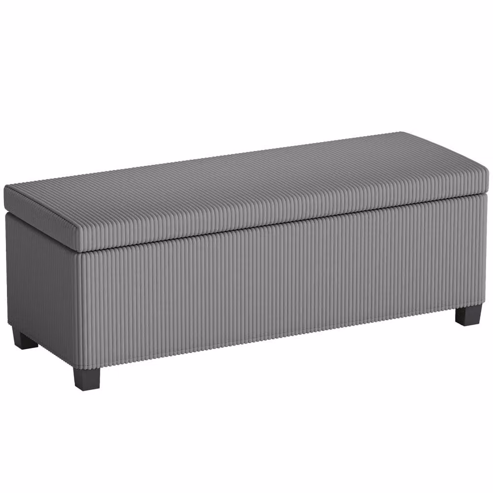 Wyld Haus Bami Rimi Large Grey Corduroy Rectangular Storage Ottoman – 2
