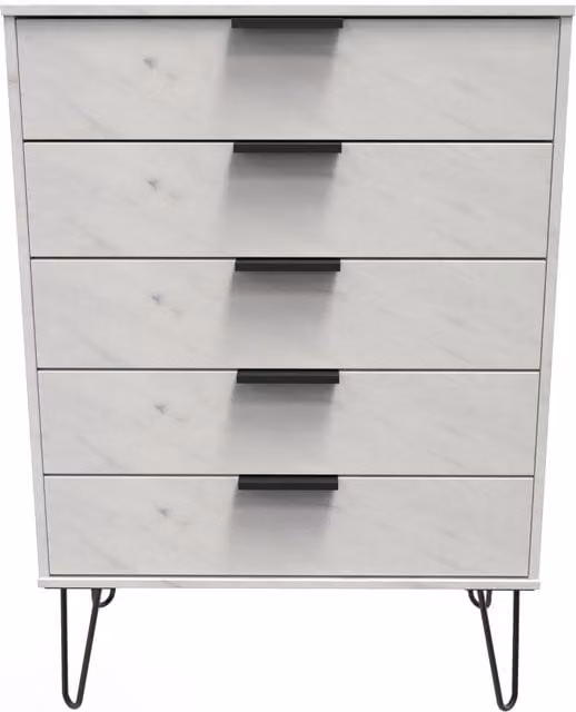 Ready Assembled 2 U Fuji 5 Drawer Chest in Off-White – 1