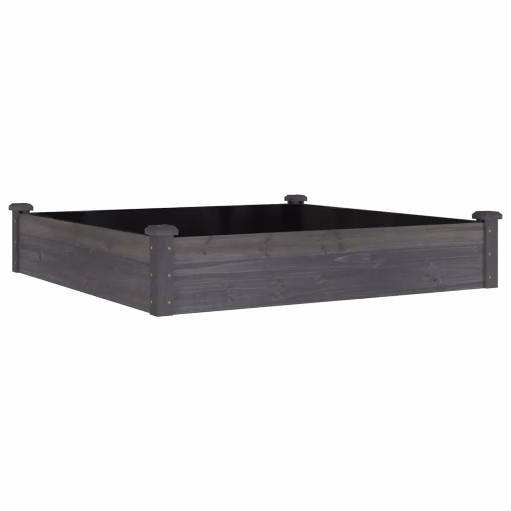 Berkfield Home Garden Raised Bed with Liner in Grey, Made from Solid Fir Wood, W/D/H: 120 x 120 x 25 cm – 2