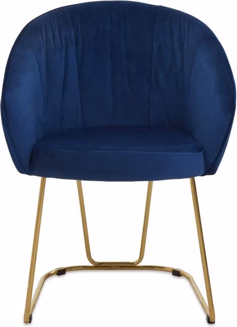 Orsina Modern Blue Velvet Dining Chair with Gold Details and Cantilever Base – 1