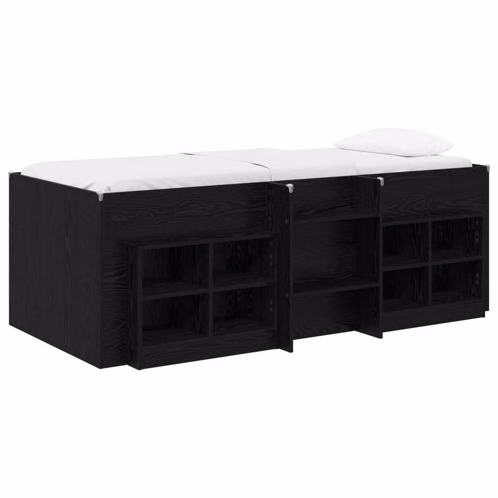Berkfield Home Loft Bed Frame with Cabinet in Black Oak Engineered Wood – 2