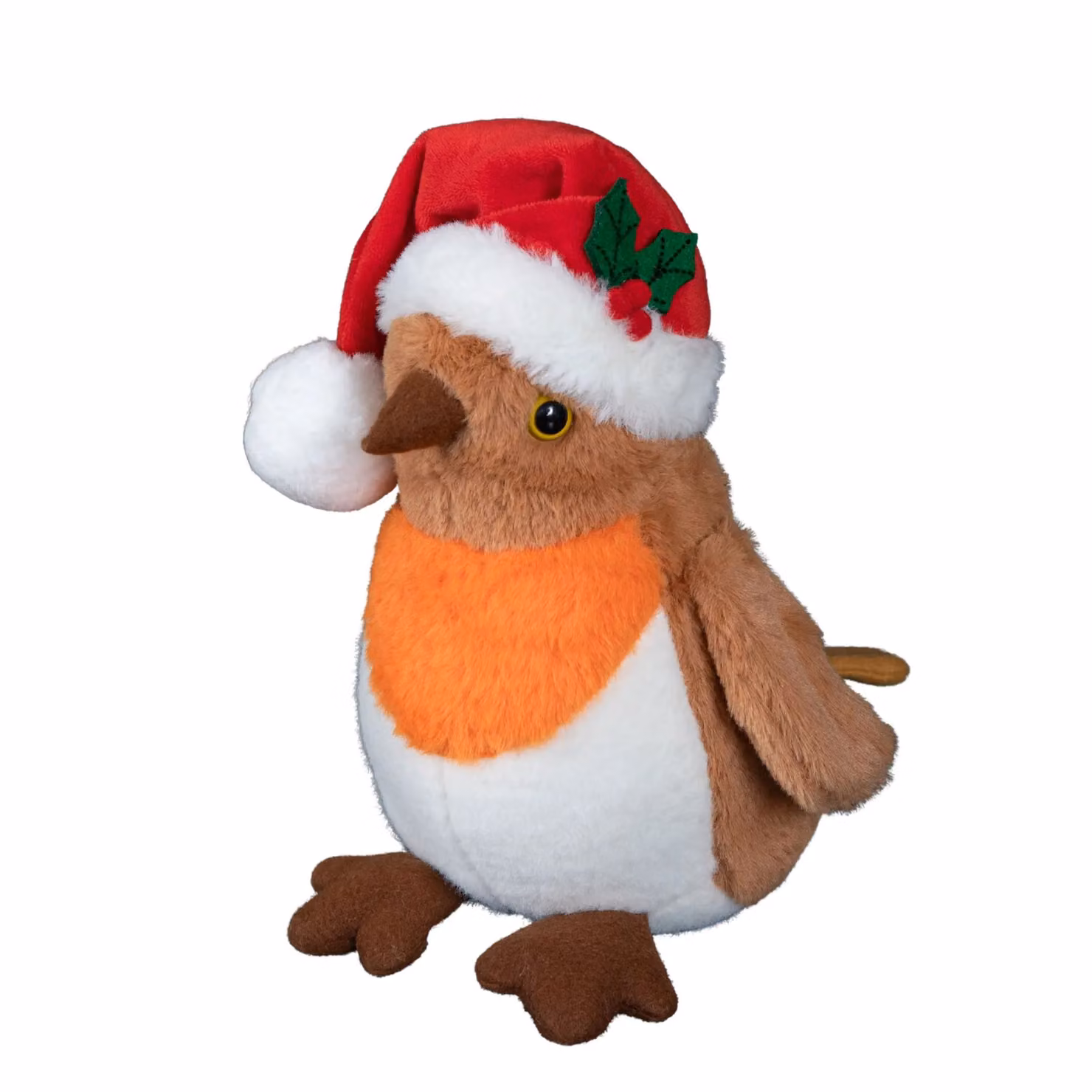 Samuel Alexander Red Plush Christmas Robin Decoration with Santa Hat, Height: 23 cm – 5
