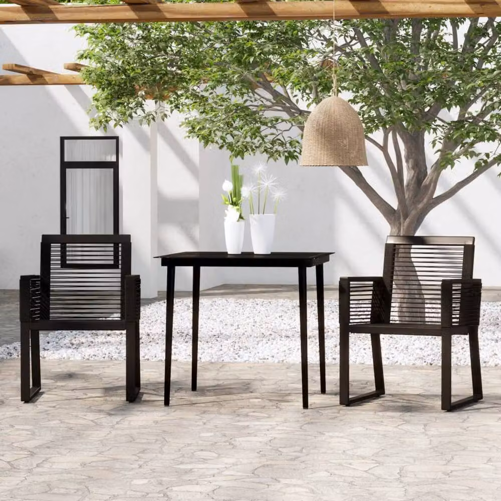 Berkfield Home 3 Piece Modern Garden Dining Set in Black – 2