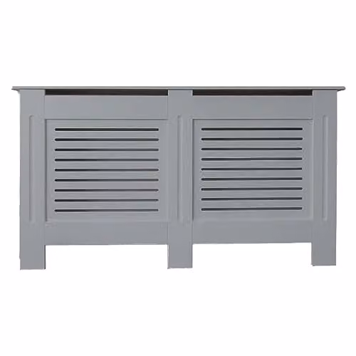 Airwave Extra Large Horizontal Line Style Radiator Cover in Matt Grey MDF, W/D/H: 172 x 81.5 x 19 cm