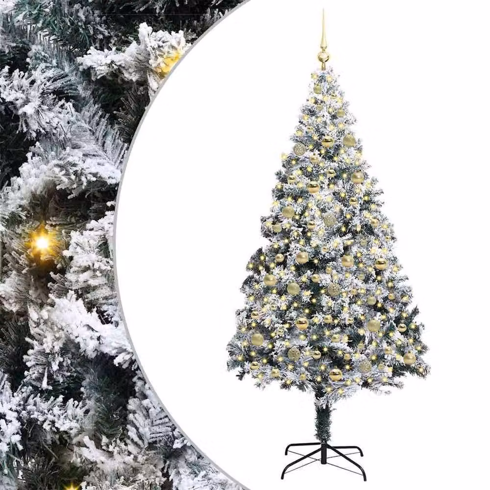 Berkfield Home Artificial Christmas Tree with 300 LEDs and Stand, Green, Height: 210 cm – 2