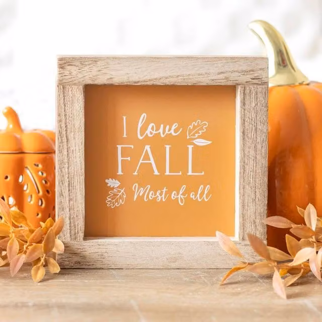Uniqueful Orange I Love Fall Most of All Wooden Wall Sign, 15 cm