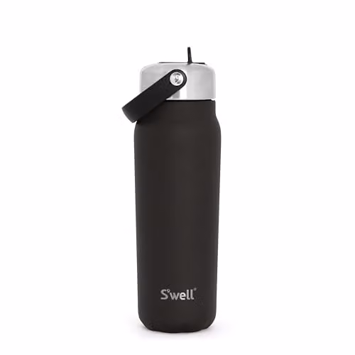 S'well Recycled Stainless Steel Explorer Bottle with Straw Lid, 700ml, Black – 1