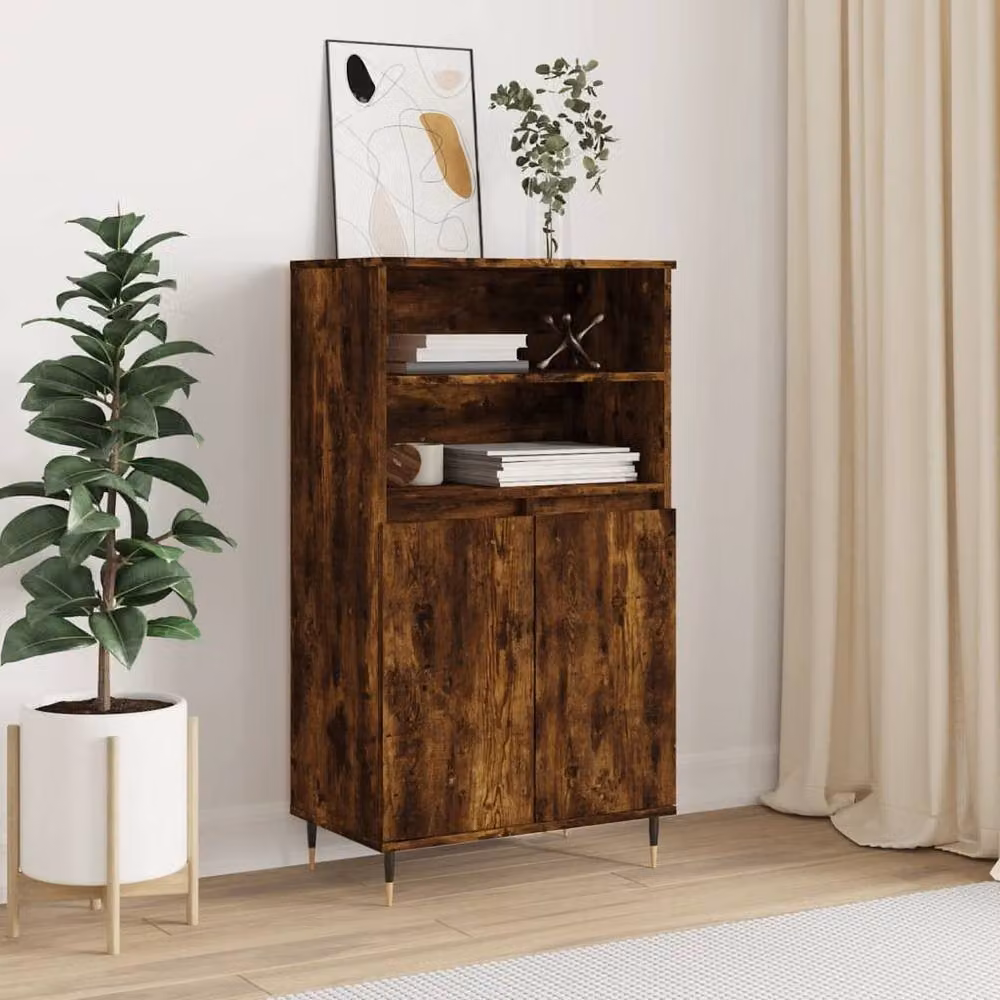 Berkfield Home Smoked Oak Highboard in Brown, W/D/H: 60 x 36 x 110 cm – 2