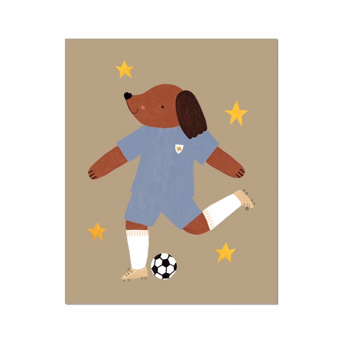Kid of the Village Footie Pup Fine Art Paper Poster, Blue and Multicolour, W: 50 cm, H: 70 cm – 2